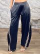 Zoz-Double Stripes Satin Pants-81726/Black&Beige