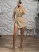 The-Suede GoldPin Playsuit-50133/Beige