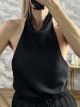 Satin Draped HalterNeck Top-20256/Black