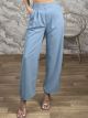 Highwaist TwoButtons Pants-5952/Ciel