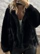 The-Hooded Soft Furry Coat-25212/Black