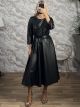 Zoz-Leather Midi Dress-51897/Black