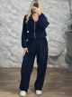 Lok-Pockets Cord Tracksuit Set-9375/Navy Blue