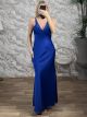 LaceTop & Straps Satin Maxi Dress-51352/Royal Blue