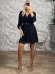 Muslin Studs & Belt Mini Dress-26213/Black