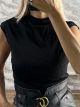 Strassed Elastic Viscose Top-3872/Black