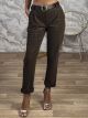 Leopard Leather Belt Pants-2602/Chocolat
