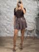 Alfa-Leather Pleated Skort-51034/Light Choco