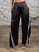 Zoz-Double Stripes Satin Pants-81726/Chocolat