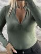 Jim-Zipper Rip Bodysuit-7810/Khaki