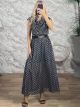 Ste-PolkaDot Muslin Maxi Dress-30007/Navy Blue