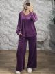 Sar-Velvet Wide Ve Set-24069/Purple