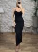 Strassed Lycra Maxi Dress/Black