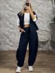 Vest & Barrel Pants Seams Set-20253/Navy Blue