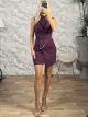 The-MockNeck Lycra Mini Dress-5127/Burgundy