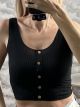 Crop Button Top/Black