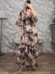 SilverThread Ruffled Maxi Dress-5939/Chocolat