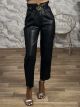 SuperHighwaist Belt Leather Pants-3206/Black