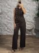 Military Buttons Vest Set-12145/Chocolat