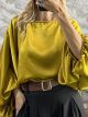 Lil-Balloοn Sleeves Satin Top-26536/Yellow