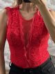 San-Lace OpenBack Bodysuit/Red