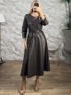 Zoz-Leather Midi Dress-51897/Chocolat