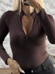 Jim-Zipper Rip Bodysuit-7810/Chocolat