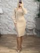 Gyn-Lurex Knitted Dress-19032/Beige