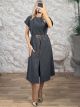 Ste-Belt Sleeveless Midi Dress-42637/Grey