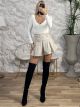 Mini Leather Belt Skirt-243/Vanilla