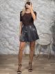 Alfa-Leather Pleated Skort-51034/Dark Choco