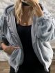 Lok-Eco Furry Bomber Coat-2888/Grey