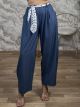 Viscose SatinBelt Pants-17402/Blue
