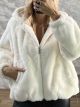 The-Hooded Soft Furry Coat-25212/White