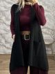 Lil-Knitted Long Vest-91807/Black