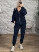 Lok-Cords Velvet Tracksuit Set-83139/Navy Blue