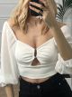 Cropped Strass Top/White