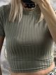 Viscose Elastic Ribbed Top/Khaki