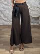 Wide Crep Belt Pants/Chocolat