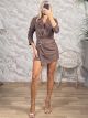 The-Suede GoldPin Playsuit-50133/Chocolat