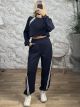 CropTop Striped Set-23550/Navy Blue