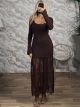 Knitted Lace Maxi Dress-9731/Chocolat