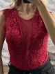 San-Lace OpenBack Bodysuit/Burgundy