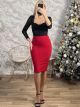 GLOW Midi Pencil Skirt/Wine Red