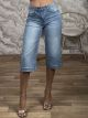 Bronze Studs Long Denim Shorts-8376/Blue
