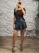 Alfa-Leather Pleated Skort-51034/Black