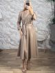 Zoz-Leather Midi Dress-51897/Beige