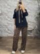 Sar-Leopard Bows Set/Navy Blue