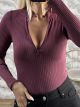 Jim-Zipper Rip Bodysuit-7810/Burgundy