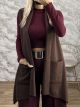 Lil-Knitted Long Vest-91807/Chocolat